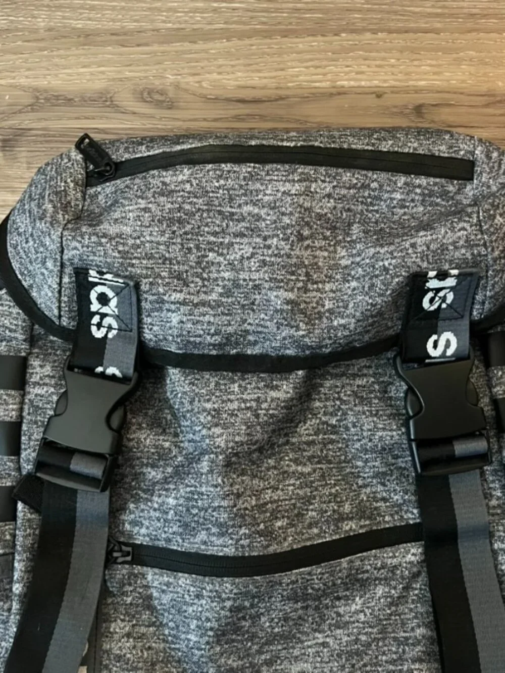 ADIDAS Heather Grey Black 3-Stripe Cinch Top Loader Backpack Rucksack